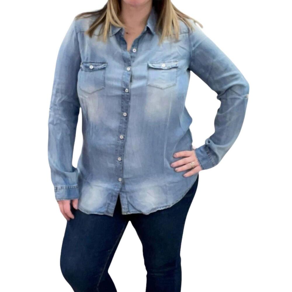 NEW VANILLA SKY tencel denim shirt in blue